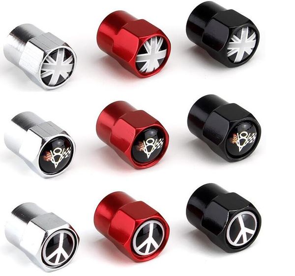 

Union Jack UK flag V8 Aluminum alloy Three color Mini Metal Tire Valve Valves Tyre Dust Cap Caps Car Badge Emblem Badges Anti-war signs AMG