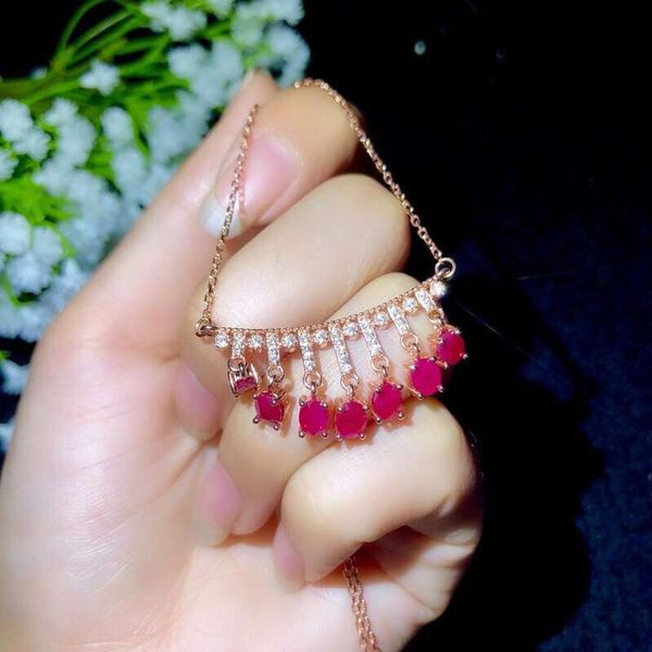 

simple 925 silver natural ruby necklace is highly recommended for goddess necklace