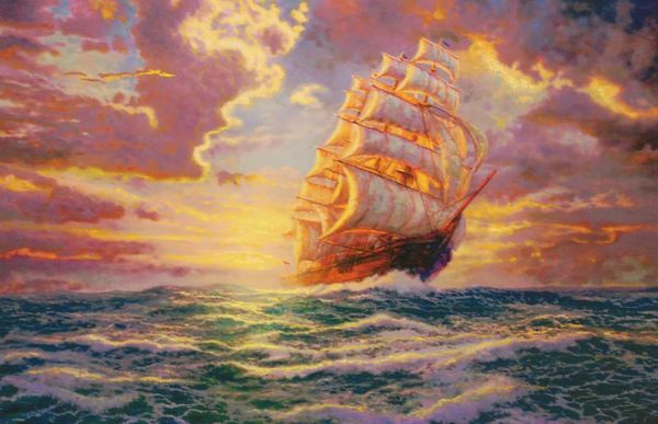 

thomas kinkade courageous voyage home decor handpainted &hd print oil painting on canvas wall art canvas pictures 200121
