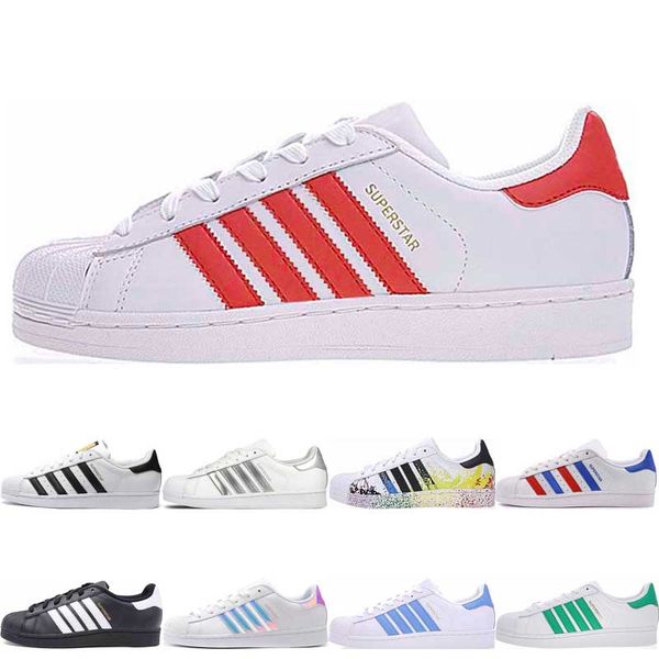 

originals superstar white hologram iridescent junior superstars 80s pride sneakers super star women men flat casual shoes 36-44, Black