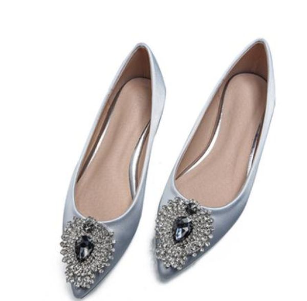 

2019 women's shoes in spring and autumn with new style flat bottom pointed end silk and satin water drill @141, Black
