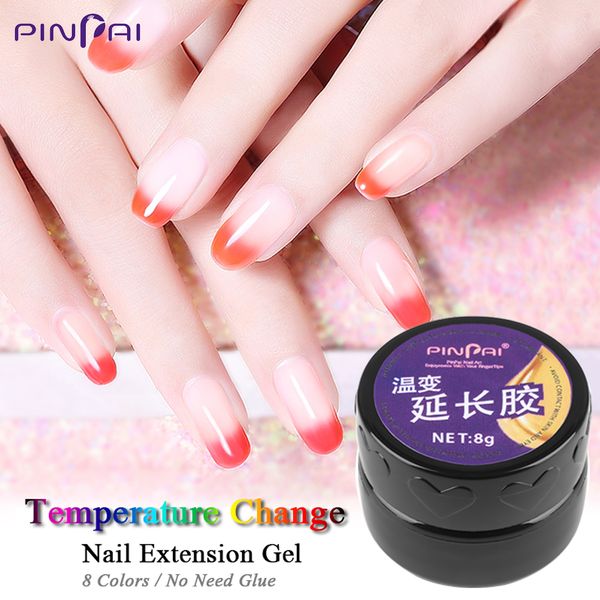 

new 8ml thermal sensation nail poly gel quick extension uv nail gel temperature color changing art builder polygel 8 colors, Red;pink