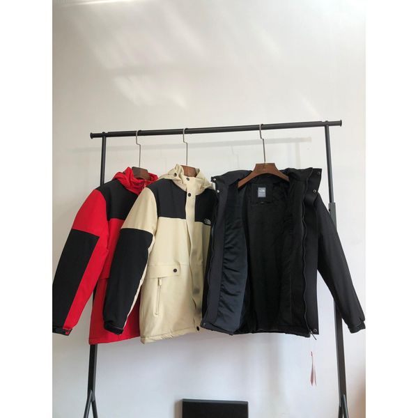 

men outdoor down windproof suit letter printed face north down parkas mens brand thick avtive outerwear, Black