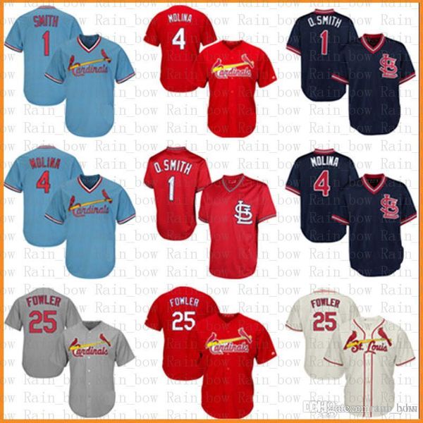 

St. Louis Cardinals Baseball Jersey 1 Ozzie Smith 4 Yadier Molina 25 Dexter Fowler Jerseys