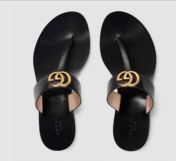 

2019 branded women leather thong beach andal leather ole ca ual flip flop de igner lady hardware flat lipper boxed