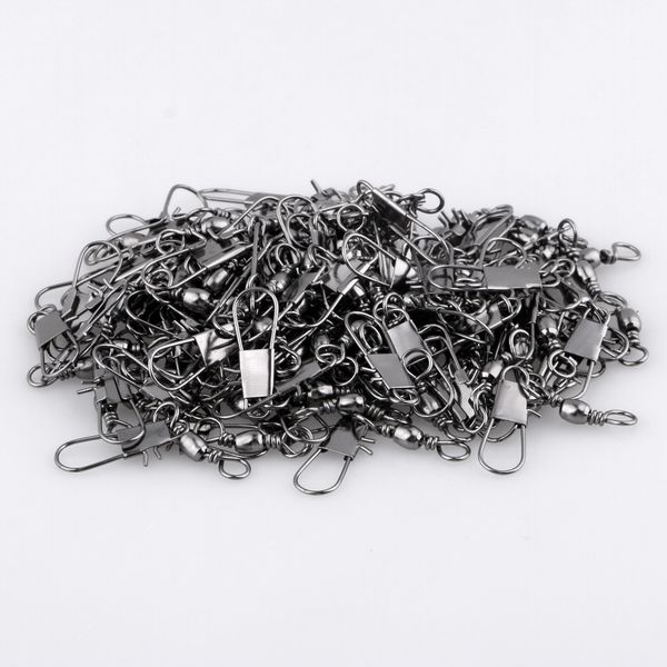 

100pcs fishing swivels barrel swivel with interlock snap connectors