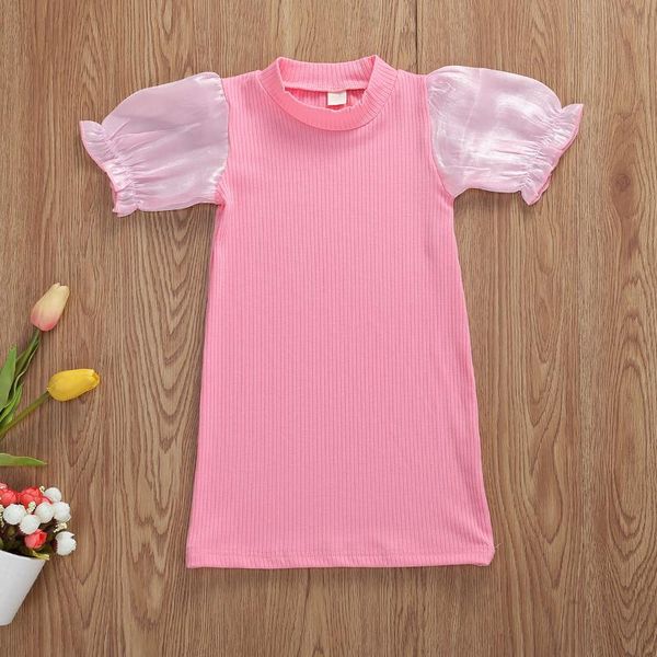 

fashion infant toddler kids girl short sleeve dress baby girls knit straight dresses, Red;yellow