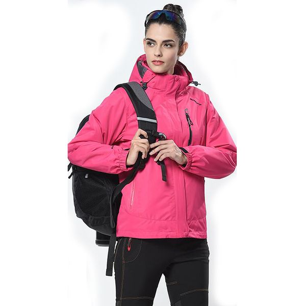 

women hiking jacket 3 in 1 outdoor windbreaker winter lady warm coat polar fleece lining 2 pieces 2 in 1 trekking camping jacket, Blue;black