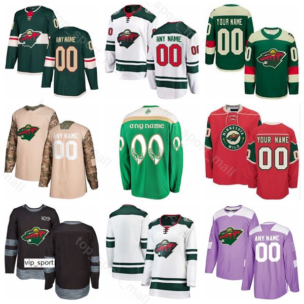 

custom name minnesota wild 25 jonas brodin jersey ice hockey luke kunin joel eriksson ek jason zucker 100th anniversary, Black;red