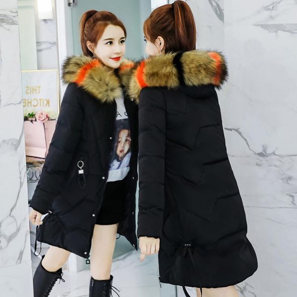 

2020 зимней куртка женщина толстой теплый с капюшоном утепленного mujer хлопок ватник длинного пункт плюс размер 3xl тонкой куртки женщины, Black