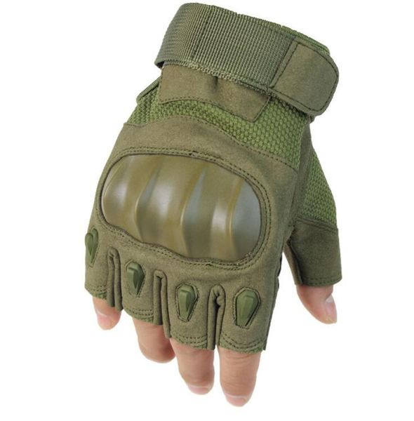 

tactical fingerless gloves army shooting paintball bicycle motorcross combat rubber hard knuckle half finger glove, Black