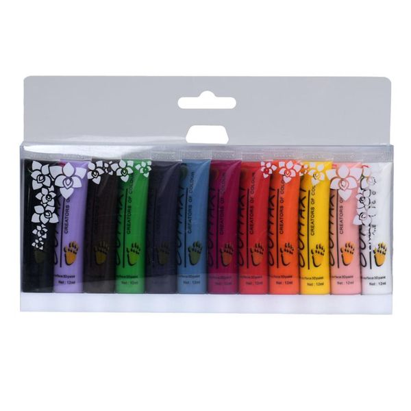 

12ml capacity 1 set 12 colors painting acrylic 3d nail art paint tube draw nail art tip uv gel anne