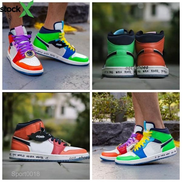 

melody ehsani x 1 mid wmns fearless basketball shoes mens baskets 1s what the mandarin duck gold watch splicing sneakers cq7629-100, Black