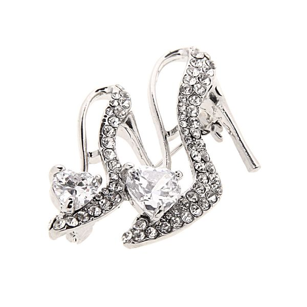 

ladies silver crystal rhinestone high heeled princess shoes brooch pin, Gray