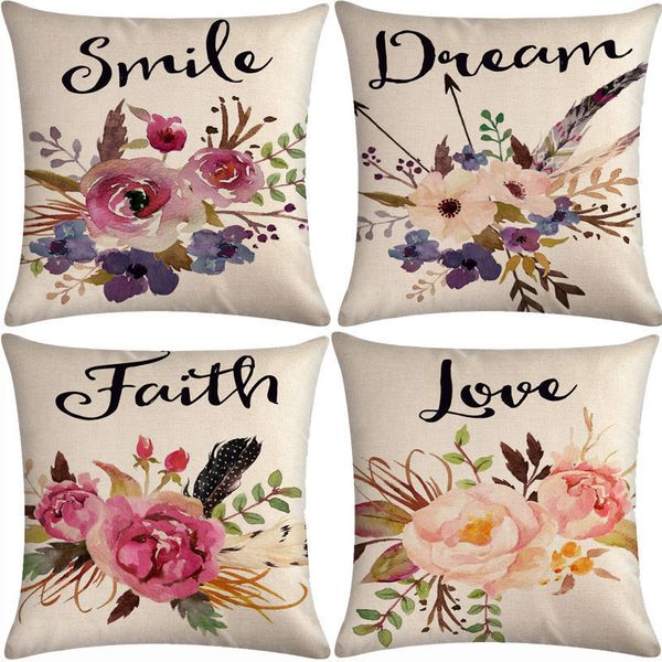 

перо лист цветы диван декоративные подушки крышки подушки наволочки льняные 45 * 45 подушка home decor pillowcover 40623