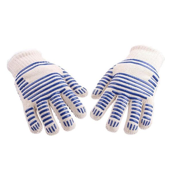 

new 1pair outdoor high temperature insulation grade heat resistant gloves oven baking cooking gloves for bbq grill, Black