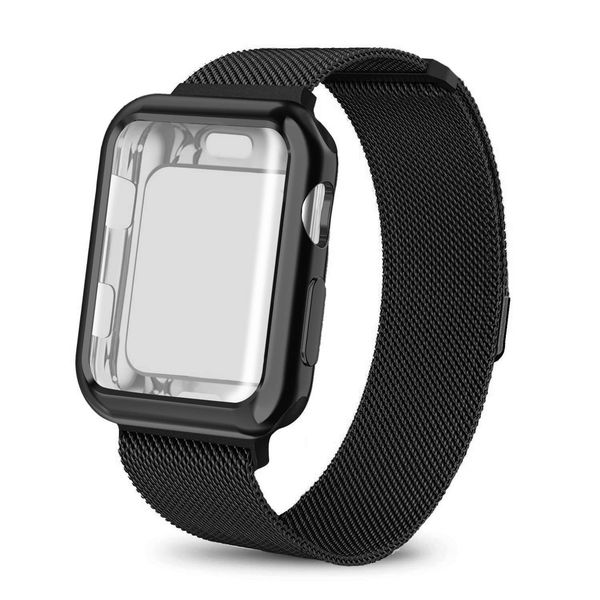 

milane stainless steel strap + case for smart watch band 40mm 44mm 38mm 42mm screen protector sport bracelet watch bands series 4 3 2