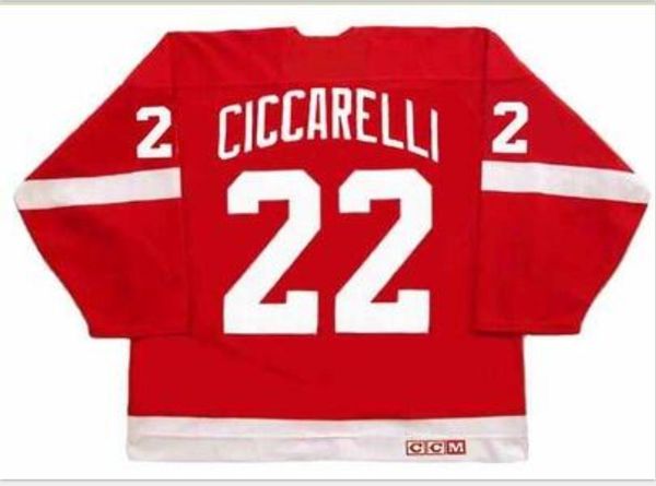 

custom men youth women vintage #22 dino ciccarelli detroit red wings 1994 ccm hockey jersey size s-5xl or custom any name or number, Black