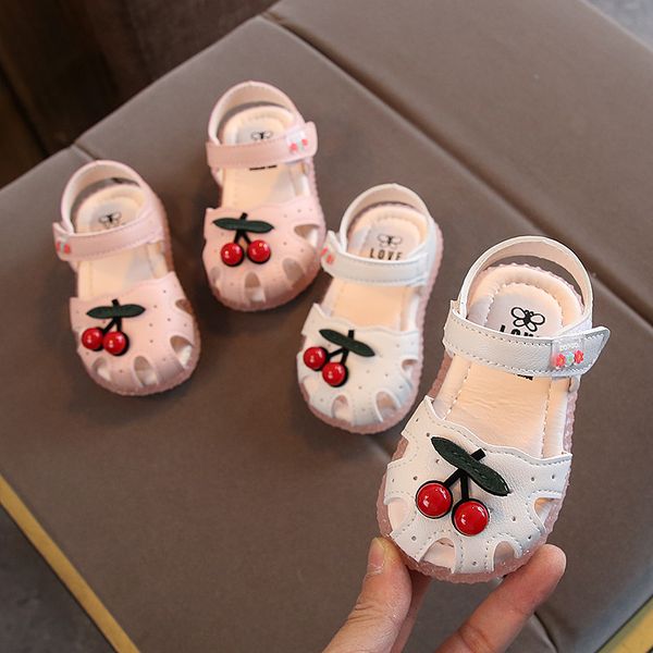 

sandals summer kids girls cherry closed toe toddler infant princess walkers baby little children boys shoes, Black;red