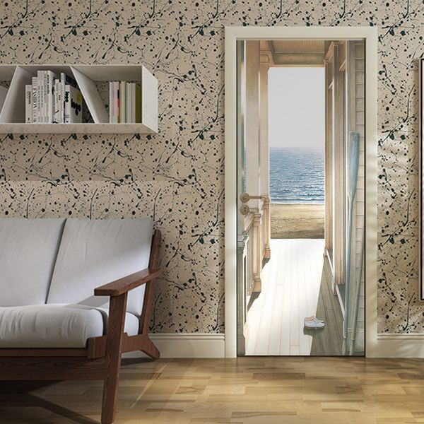 

sandy beach scenery simulation the door is stuck can the move water wall sticker bedroom a living room room doorstickermt050