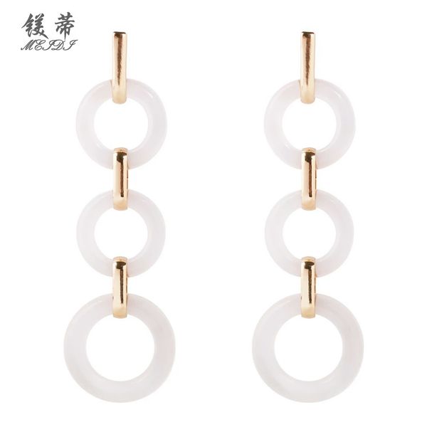 

wholesale-link circles dangle earrings for women brand luxury chandelier earring western holiday style jewelry gift for girl, Silver