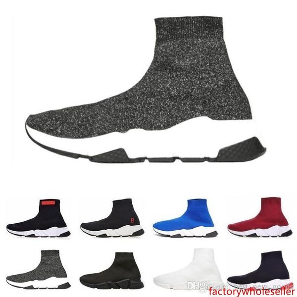 

дизайнер 2019 мужчины женщины скорость тренер мода носок обувь черный белый синий красный блеск плоский для мужчин повседневный тренер бегун