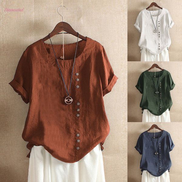 

new tshirt women casual loose button short linen plus size daily boho tanic t shirt camiseta mujer women harajuku t, White