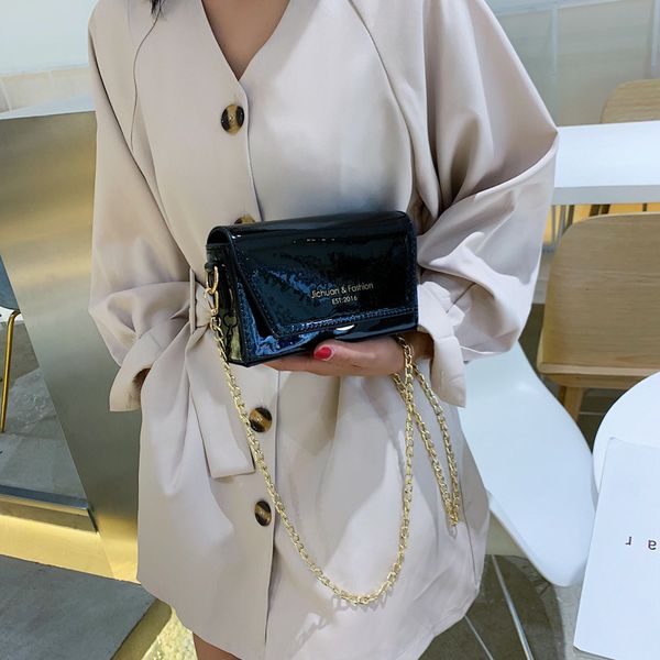 

on the new patent leather bright chain bag 2019 summer new tide korean version of small square bag shoulder messenger