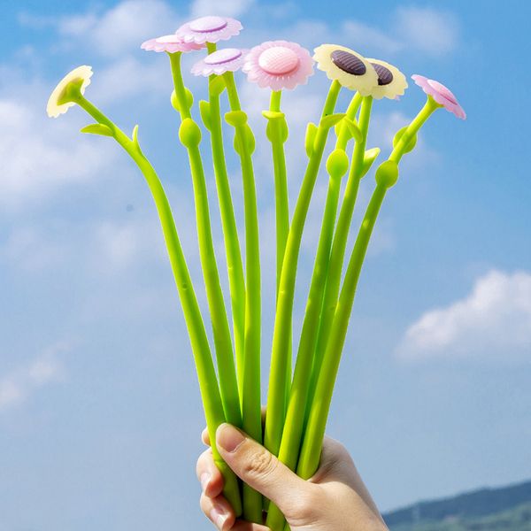 

3 pcs/lot discolorable sunflower gel pen cute bendable 0.38 mm black ink neutral pens school writing supplies promotional gift