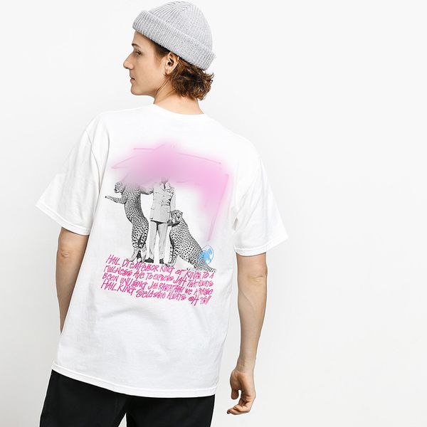 

brand fashion luxury designer men checked 19fw emperor tee emperor leopard printed street fashion brand loose beauty couple short sleeve t-s, White;black