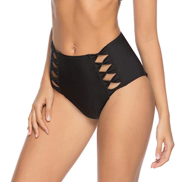 

new women black bikini panties high waist swimwear bottom hollow out bowknot female swimsuit briefs bathing beachwear