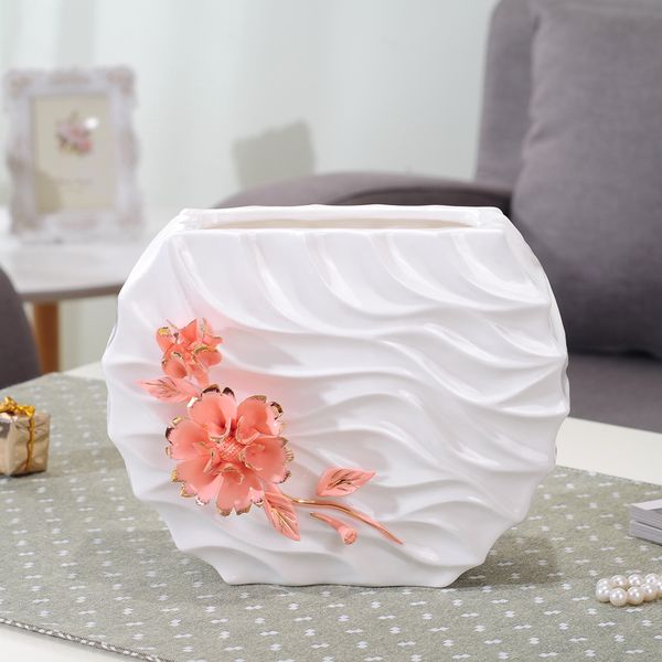 Modern Minimalist Ceramic Gold Pinching Flowers Art Flower Vase