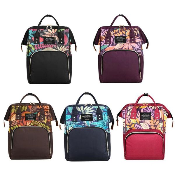 

big mummy maternity travel backpacks plant print baby diaper shoulder bags