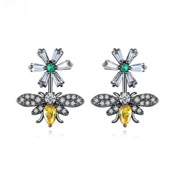 

fashion vintage cubic zirconia bee earring for women, Silver