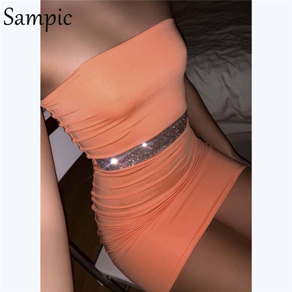 

sampic лето 2020 черный белый мода с плеча sexy bodycon короткое платье женщины мини вечеринка ночной клуб блестками бриллиантовое платье, Black;gray