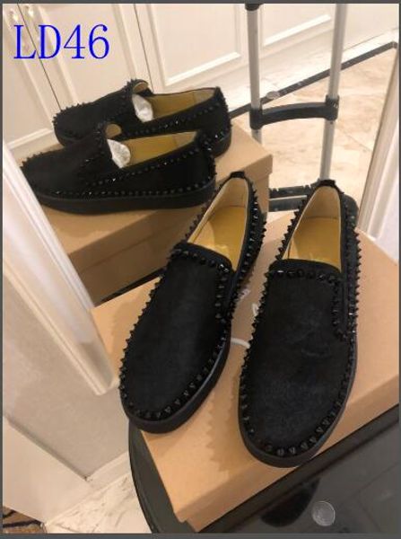 

a15 new christian luxury louboutin bottom red bottoms studded spikes brand cl mens casual shoes men women party lover sports sneakers, Black