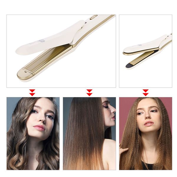 3 In 1 Hair Straightener Flat Iron Ceramic Corrugation Wave Hair Curler Rollers Corn Curling Stick Straightening Brush Comb Best Professional Flat