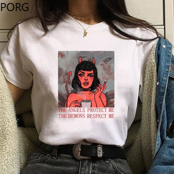 

new women tshirt fashion casual vintage summer cool girl aesthetic style t-shirt graphic harajuku tees female clothes, White