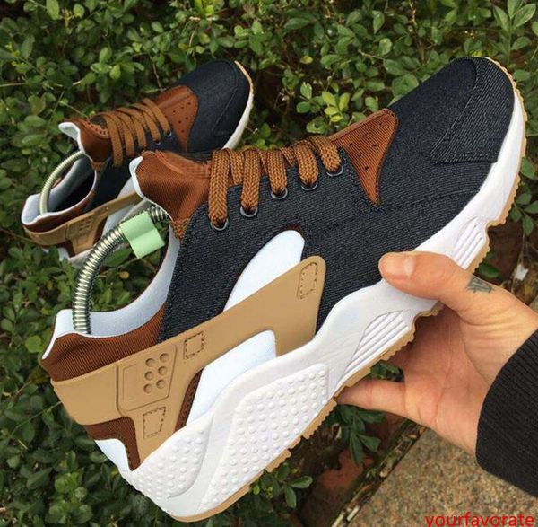 

new arrival drop shipping wholesale famous huarache id denim brown mens womens athletic sneakers sports running shoes size 5.5-11