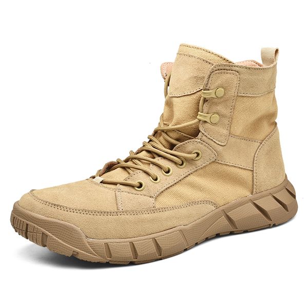 

outdoor tactical boots men's breathable desert combat ankle boots autumn/winter army shoes lightweight canvas upper, Black