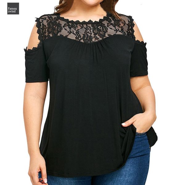 

plus women size blouse off shoulder splice patchwork female fashion cold shoulder large size xl short sleeve blusa, White