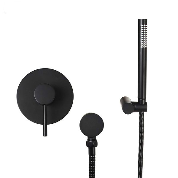 Чёрный однонаправленный душевой комплект для ванной комнаты настенный смеситель из латуни с ручным душем 1,5 метра