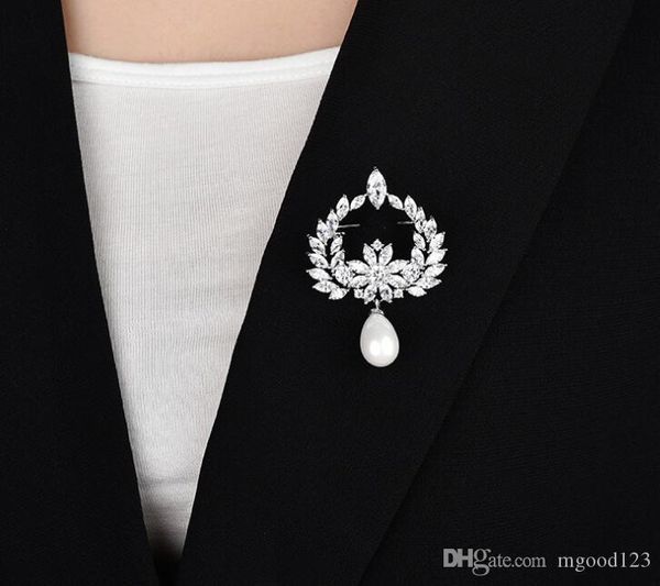 

высокий - конец качество брошь с цирконом жемчуг брошь женщин шинели производителей бизнес-контактный оптовых, Gray