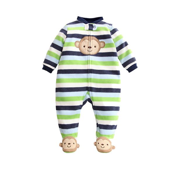 

baby jumpsuit long-sleeved baby spring and autumn winter polar fleece men and women childrens foot romper outing clothes warm romper, Blue