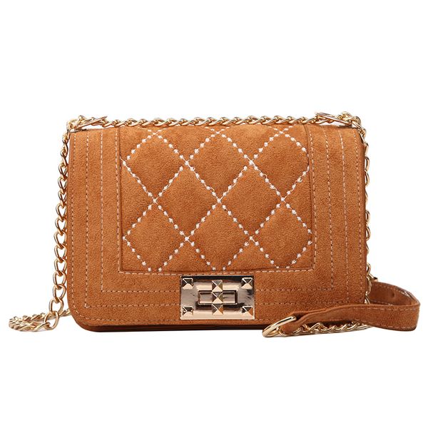 

2019 новых женщин scrub кожи плеча мешки моды цепи плед crossbody сумка сплошной цвет мини малый квадрат пакет закрылков сумка