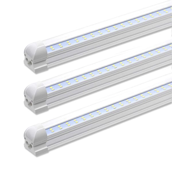 

5000k white 4ft 8ft 28w/72w integrated double row led t8 tube light 7200lm smd2835 1.2m 2.4m led fluorescent lighting fixture