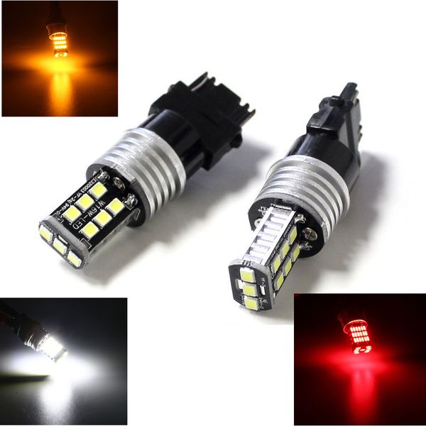 

2pcs white/amber/red auto led drl light backup tail lamp t25 3157 py27/7w 7443 w21/5w turn signal light 15smd 2835