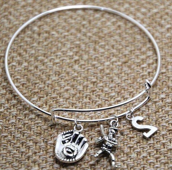 

hot ancient silver бейсболист бейсбол перчатки customize номер шарм браслет регулируемый браслет конструктора женщины мужчины подарка ювелир, Black