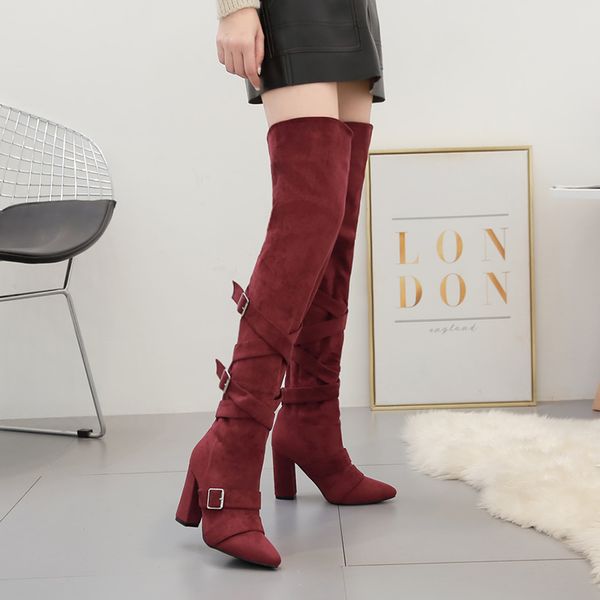

pointy boot black boots brand women's shoes booties ladies lace up thigh high heels high bootee woman 2019 pointe