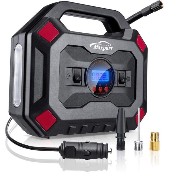 

maxpart car tire inflator 12v 150psi led lights digital air compressor pump car tire pump for auto motorcycles bicycles